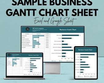 Ejemplo de diagrama de Gantt empresarial / Plantilla de Excel y Google Sheets / Diagrama de gestión de proyectos / Descarga instantánea / Diagrama de Gantt personalizable
