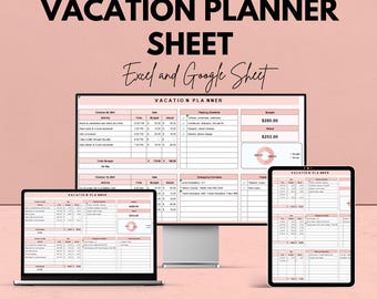 Foglio di pianificazione delle vacanze / Modello Excel e Fogli Google / Monitoraggio del budget e delle attività / Organizzatore di pianificazione delle vacanze
