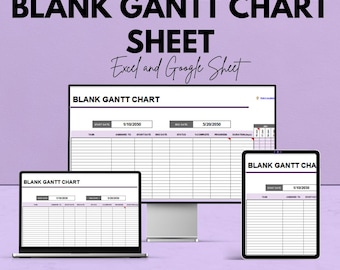 Blank Gantt Chart Sheet for Excel & Google Sheets | Project Timeline Template | Task Planner | Instant Download