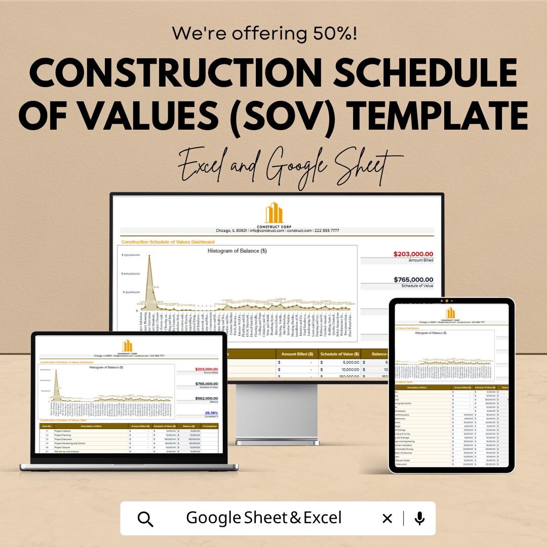 Construction Schedule of Values Template | SOV Spreadsheet ...