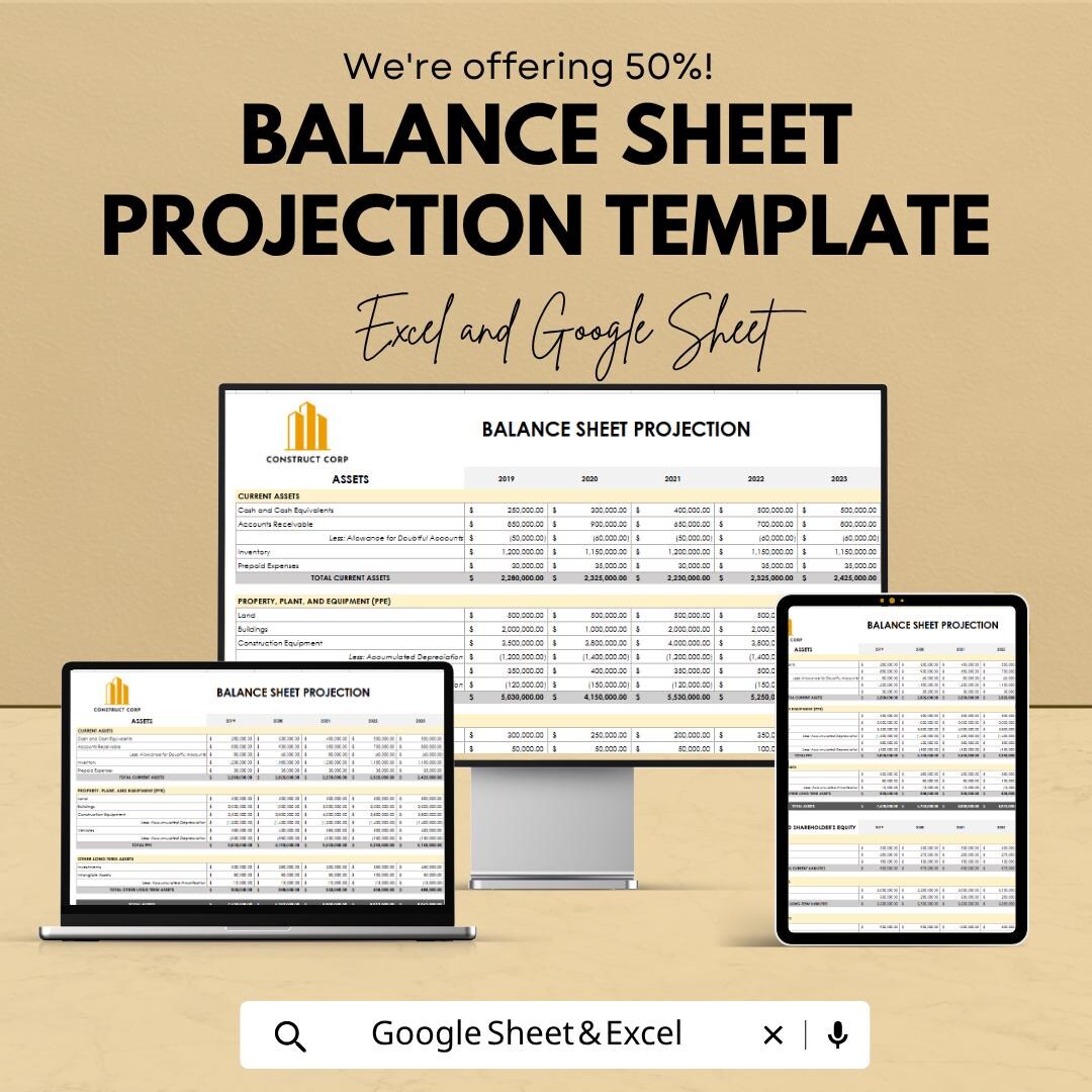 Balance Sheet Projection Template | Financial Forecast Spreadsheet ...