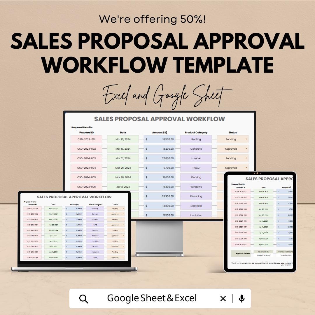 Proposal Spreadsheet Sales Proposal Approval Workflow Template Excel & Google Sheets ...