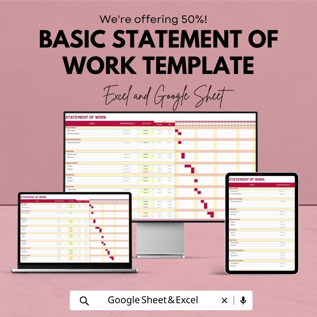 Statement of Work Template | SOW Template Excel | Project Scope ...