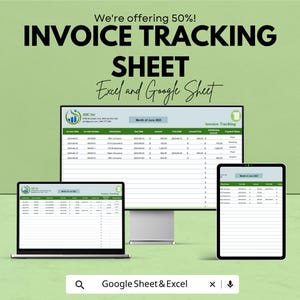 Invoice Tracking Sheet - Easy to Use Invoice Management | Google Sheets, Track Payments & Due Dates, Simple Invoice Tracker