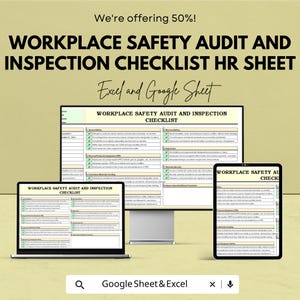 Workplace Safety Audit and Inspection Checklist HR Sheet | Google Sheet Template | Safety Management | Workplace Compliance |