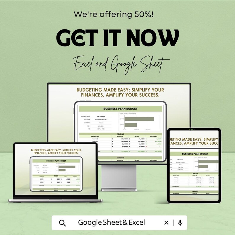 Business Plan Budget Template | Business Budget Spreadsheet | Financial ...