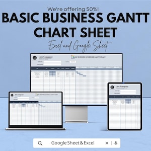 Business Gantt Chart Template | Project Planner Excel & Google Sheets | Timeline Tracker Spreadsheet | Instant Download
