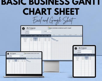 Business Gantt Chart Template | Project Planner Excel & Google Sheets | Timeline Tracker Spreadsheet | Instant Download
