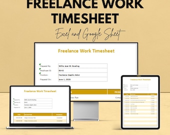 Freiberufliche Arbeit Stundenzettel Vorlage - Excel und Google Sheet | Verfolgen Sie Ihre Stunden und Aufgaben | Zeitmanagement für Freelancer