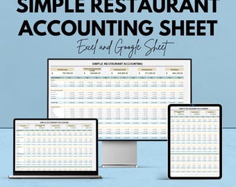 Planilha simples de contabilidade para restaurantes | Planilhas Google | Controle financeiro para restaurantes | Registro de despesas e lucros | Ferramenta digital de contabilidade