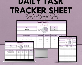 Daily Task Tracker Sheet - Task Management Template | Excel and Google Sheet | Get Organized & Stay Productive | Printable Checklist