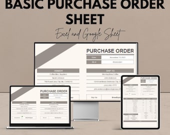 Basic Purchase Order Sheet - Excel & Google Sheets | Simple Ordering System | Easy Purchase Tracking