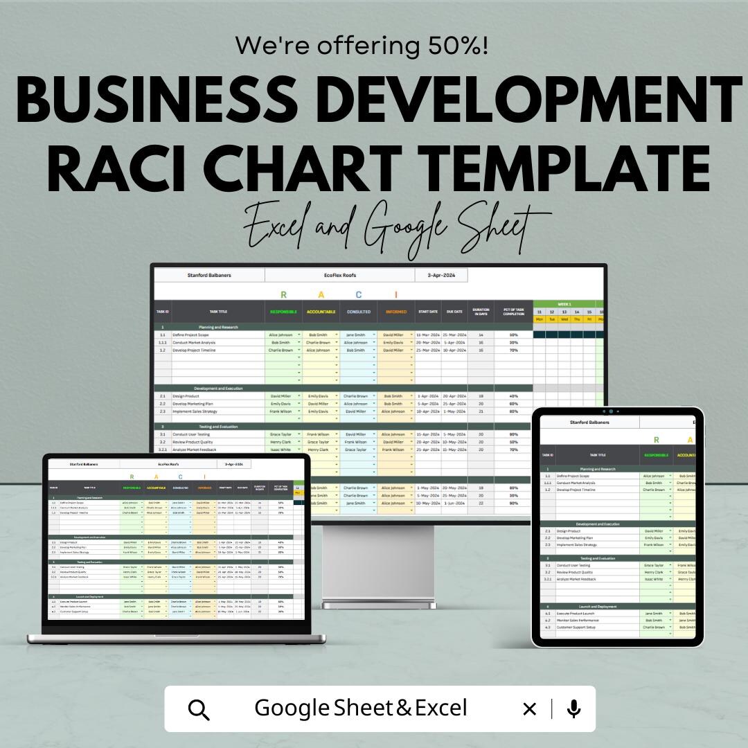 Business Development RACI Chart Template Excel and Google Sheets ...