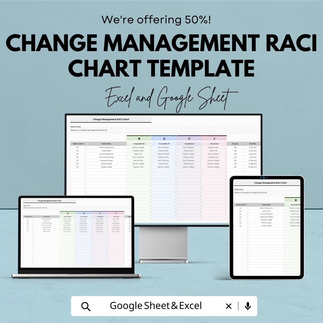 Change Management RACI Chart Template , RACI Matrix Project Management ...