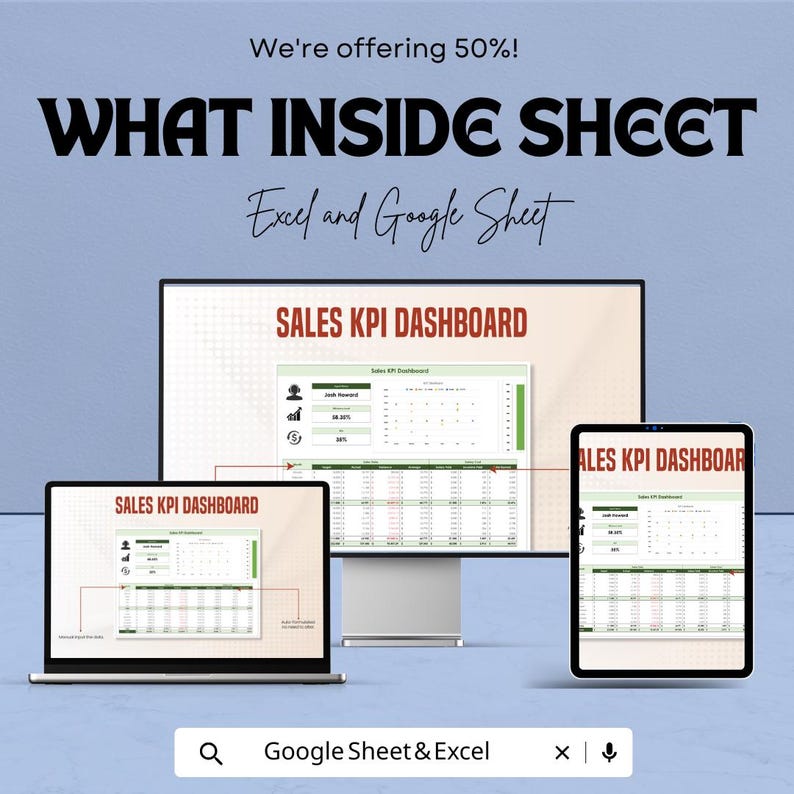 Sales KPI Dashboard Template | Excel & Google Sheets | Sales ...