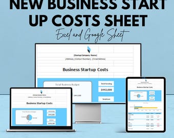 New Business Start Up Costs Sheet - Google Sheets | Startup Budget Planner | Investment & Expense Tracker | Business Planning Template |