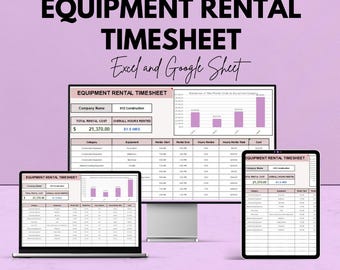Foglio presenze per il noleggio delle attrezzature / Excel e Google Sheet per il monitoraggio dell'utilizzo, dei costi e della manutenzione delle attrezzature