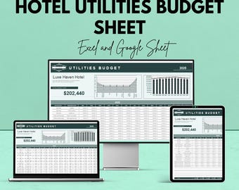 Hotel Utilities Budget Sheet - Excel and Google Sheet - 2025 Financial Planning for Hotels - Track Utilities & Operational Costs |