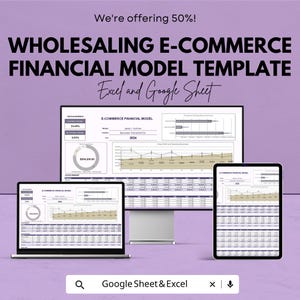 Wholesaling E-Commerce Financial Model Template | Wholesale Business Forecast | Profit and Cash Flow Model | Inventory & Sales Planner