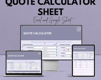 Zitat-Rechner-Vorlage | Google Sheets & Excel | Sofortdownload | Preiskalkulation | Business Zitat Tool
