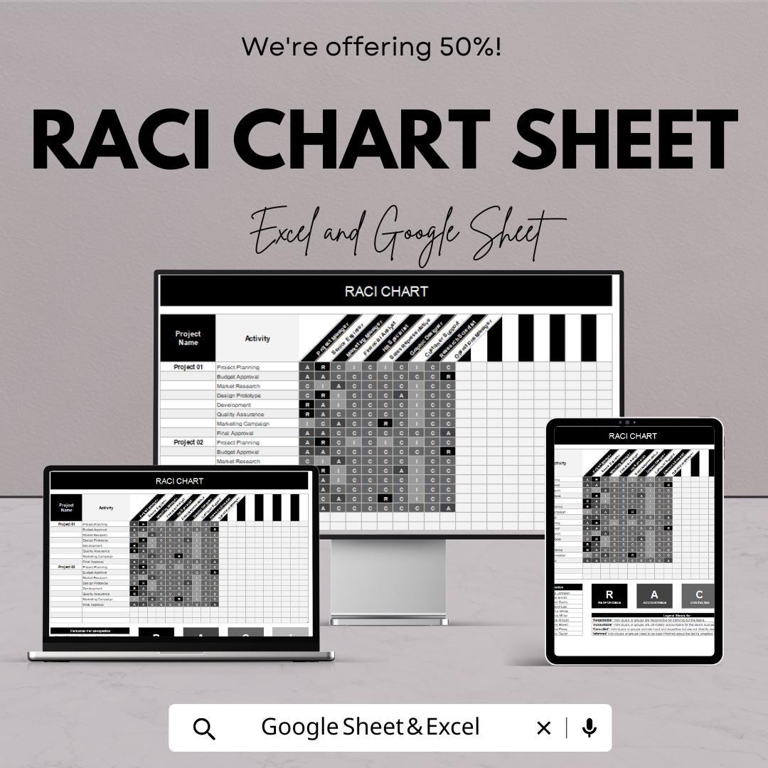 RACI Chart Sheet - Excel & Google Sheets Template for Project ...