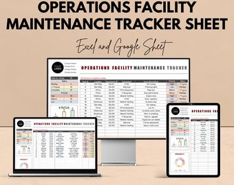 Spårningsblad för drift av anläggningsunderhåll – Excel och Google Sheets | Mall för anläggningsunderhåll | Schemaläggning av uppgifter, tillgångsspårning