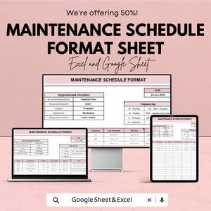 Maintenance Schedule Format Sheet | Printable Maintenance Tracker | Google Sheets Template | Task Scheduling | Customizable Maintenance
