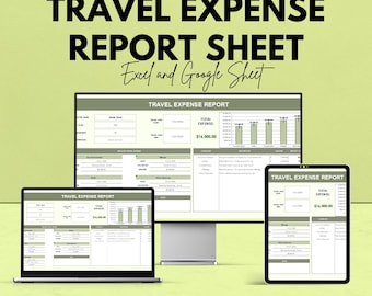 Travel Expense Report Sheet | Excel & Google Sheet | Business Travel Tracker | Expense Management | Travel Budget Template
