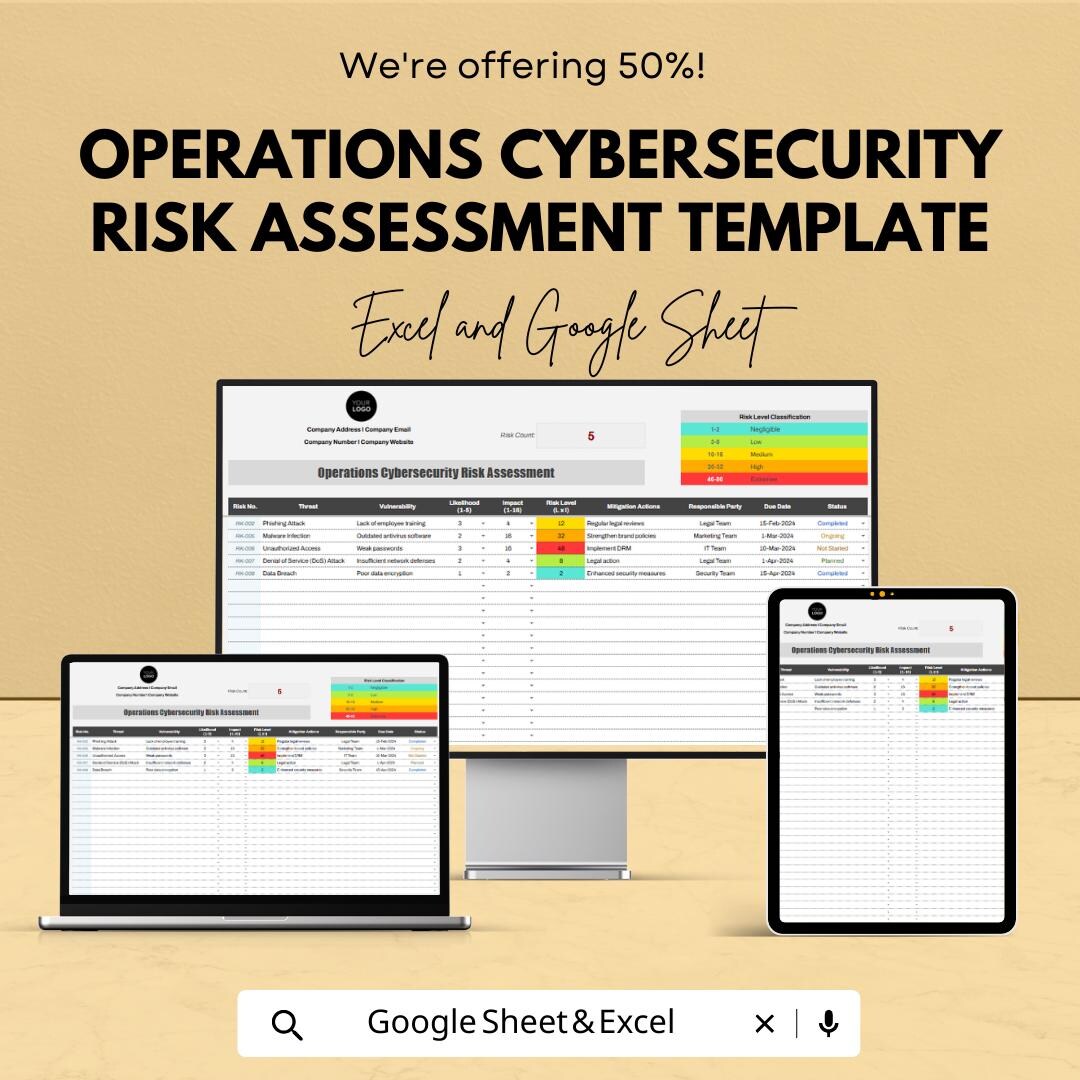 Cybersecurity Risk Assessment Template, Operations Risk Register, IT ...