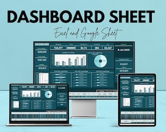Dashboard Sheet Template | Excel & Google Sheets | Real-Time Data Tracking, Budget Management, Analytics Dashboard