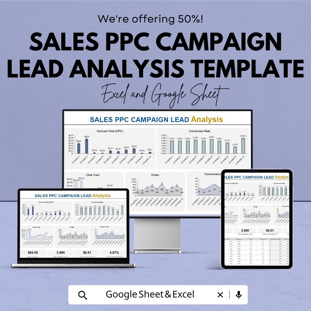 Sales PPC Campaign Lead Analysis Template | PPC Marketing Dashboard ...