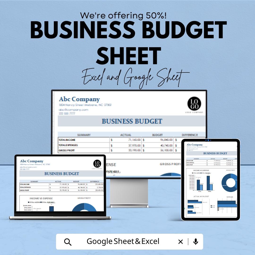 Business Budget Sheet | Editable Excel & Google Sheets Template ...
