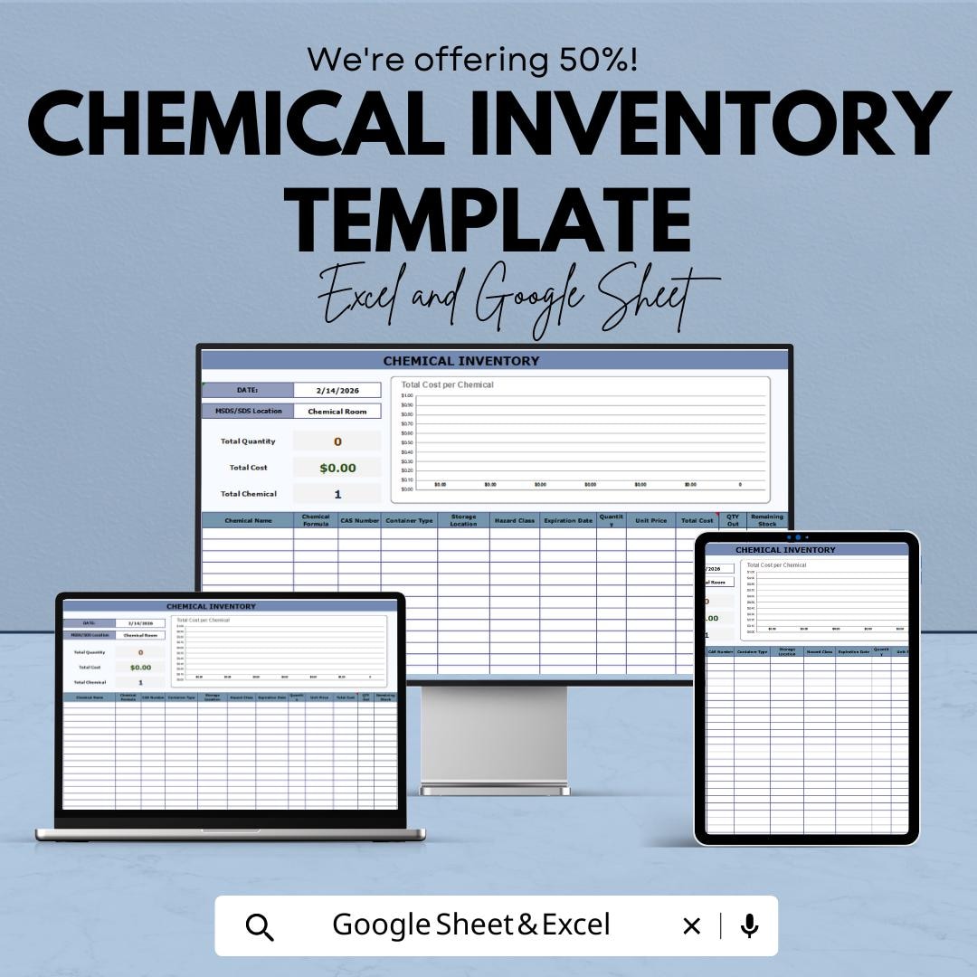 Chemical Inventory Template | Laboratory Chemical Log Sheet | Stock in ...