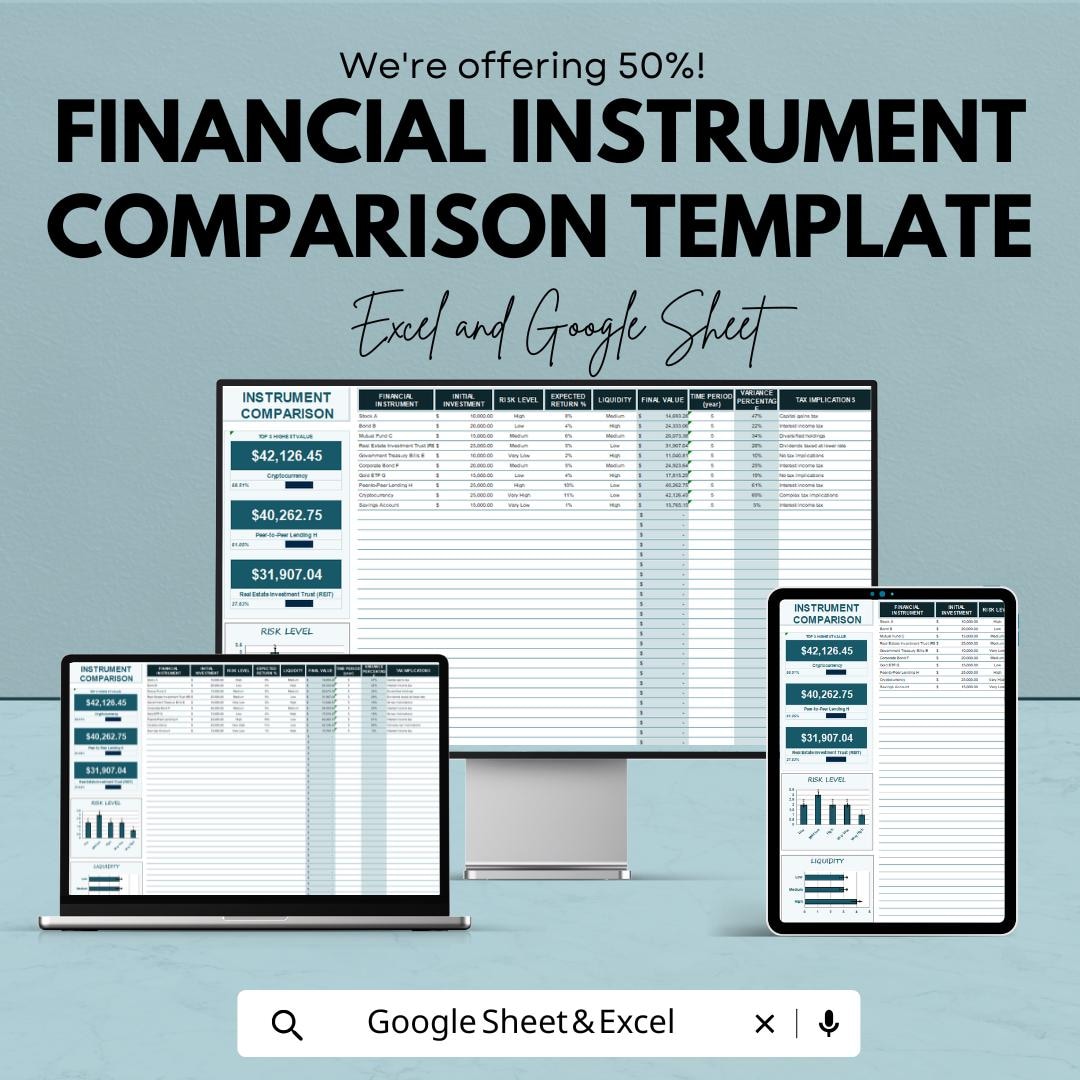 Financial Instrument Comparison Template | Investment Comparison, Risk ...