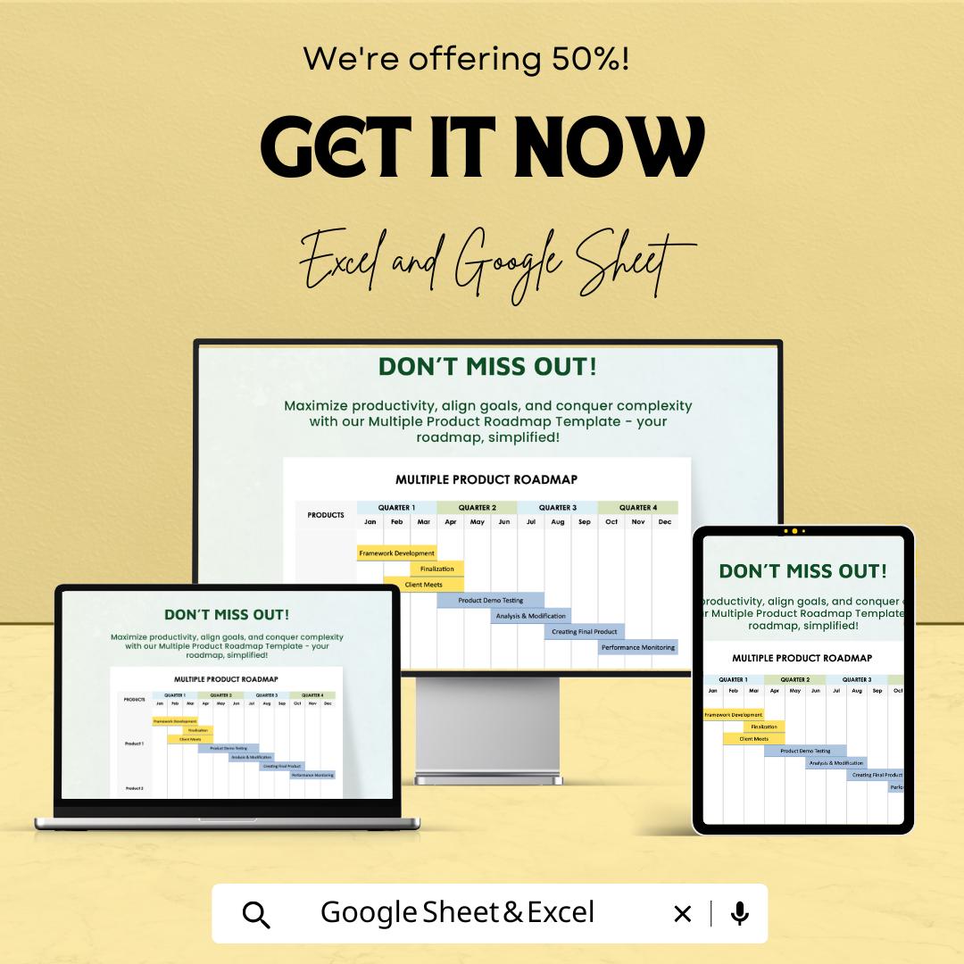 Multiple Product Roadmap Template - Editable Excel and Google Sheets ...