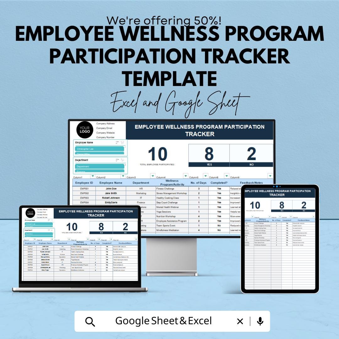 Employee Wellness Program Participation Tracker Template | Excel ...
