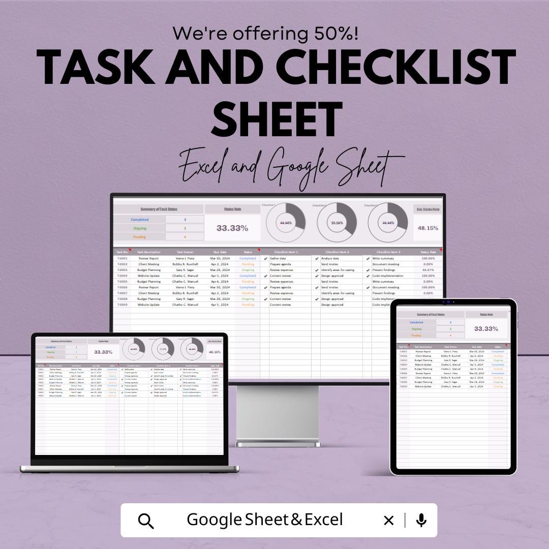 Task and Checklist Sheet - Organize Your Work Efficiently - Google ...