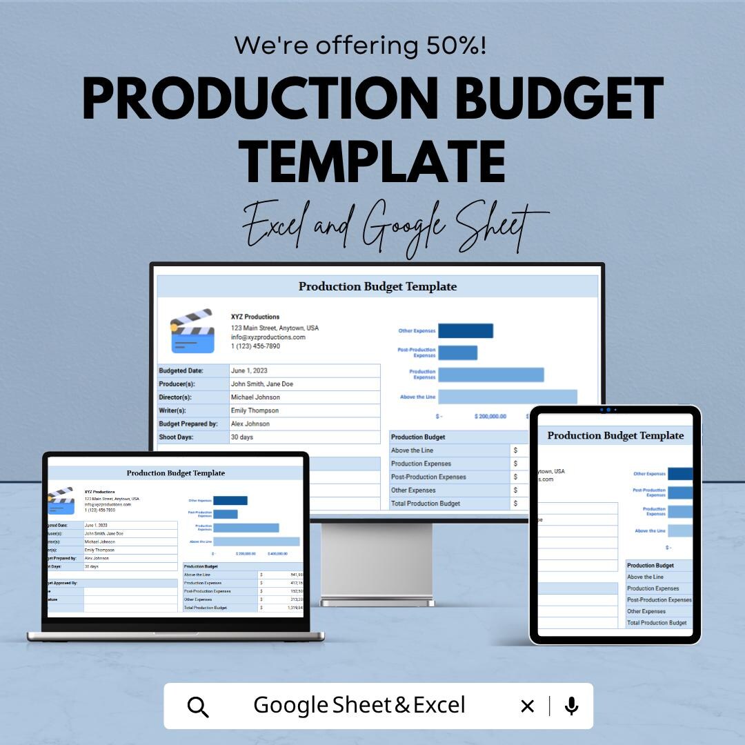 Production Budget Template | Film Budget Spreadsheet | Video Production ...