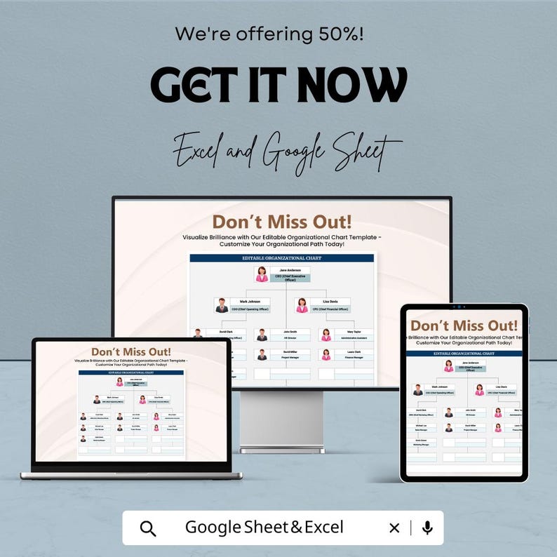 Editable Organizational Chart Template - Excel & Google Sheets ...