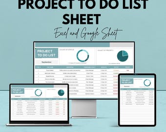 Kalkylblad för att-göra-lista för projekt | Google Sheets och Excel-uppgiftsplanerare | Instrumentpanel för projektuppgiftsspårning | Mall för företagsproduktivitet