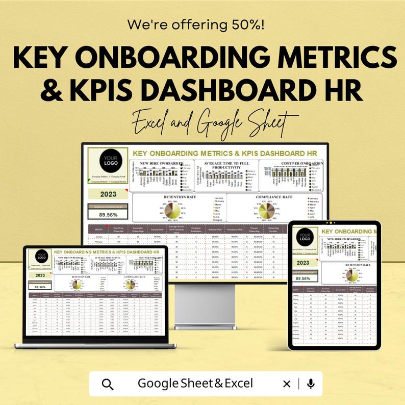Key Onboarding Metrics & Kpis Dashboard HR Sheet | Excel and Google ...