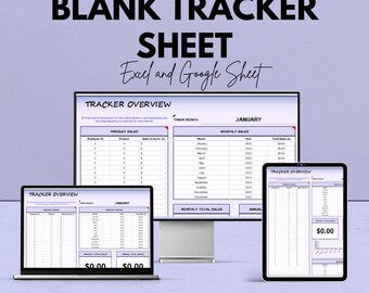 Blank Tracker Sheet | Excel and Google Sheets | Sales & Product Tracker | Monthly Overview | Customizable Template | Instant Download