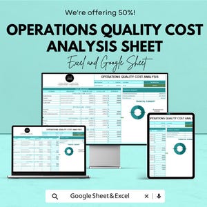 Operations Quality Cost Analysis Sheet | Excel & Google Sheet | Financial Summary | Cost Breakdown | Cost Comparison Template