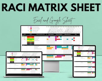 RACI Matrix Blatt | Excel und Google Sheets Vorlage | Projektmanagement, Rollenklarheit & Teamverantwortung | Sofort Download