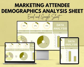 Marketing Attendee Demographics Analysis Sheet | Data Analysis Template | Event Marketing Insights | Attendee Demographics Report