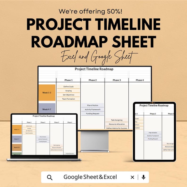 Project Timeline Roadmap Sheet - Google Sheets Template | Customizable ...