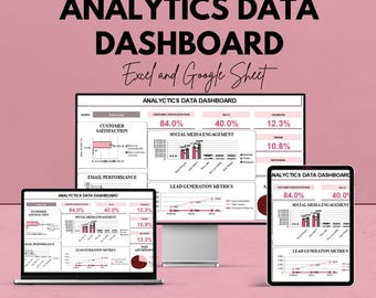Analytics Data Dashboard - Track Metrics, Social Media, and Lead Generation Performance in Excel & Google Sheets