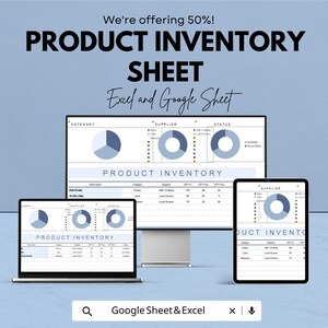Produktinventeringslista för Excel och Google Sheets | Spåra lager, leverantörer och status | Enkel mall för lagerhantering