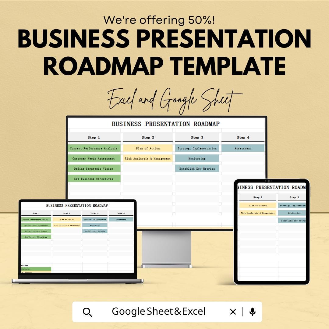 Business Presentation Roadmap Template | Excel & Google Sheets ...