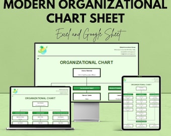 Moderne Organigramm Vorlage - Bearbeitbar für Excel & Google Sheets - Optimieren Sie die Unternehmensstruktur, Visualisieren Sie Teamrollen